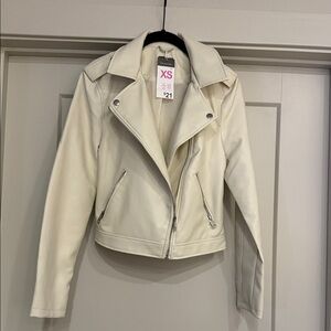 Primark Women's Off-White Leather Jacket